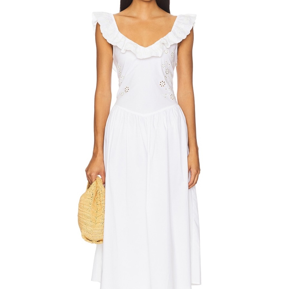 Frankie's Bikinis White Maxi Dress with Ruffles